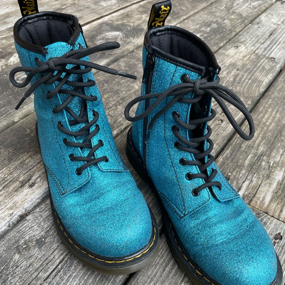 Great Used Condition Dr. Marten Delaney Youth Teal Glitter - Size 6 Youth